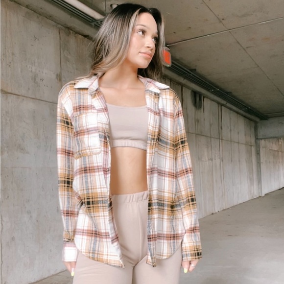 Urban Daizy - OVERSIZED CORDUROY AND PLAID PATTERN FLEECE JACKET main image 1